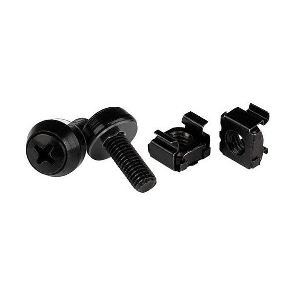 STARTECH.COM M6 x 12mm - Schrauben und Kfigmuttern - 50er Pack - Schwarz - M6 Montageschrauben und Kastenmuttern fr Server Rac