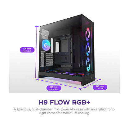 NZXT H9 FLOW RGB+ (2025) All Black MidiTower CM-H92FB-P1