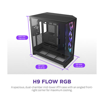 NZXT H9 FLOW RGB+ (2025) All Black MidiTower CM-H92FB-P1