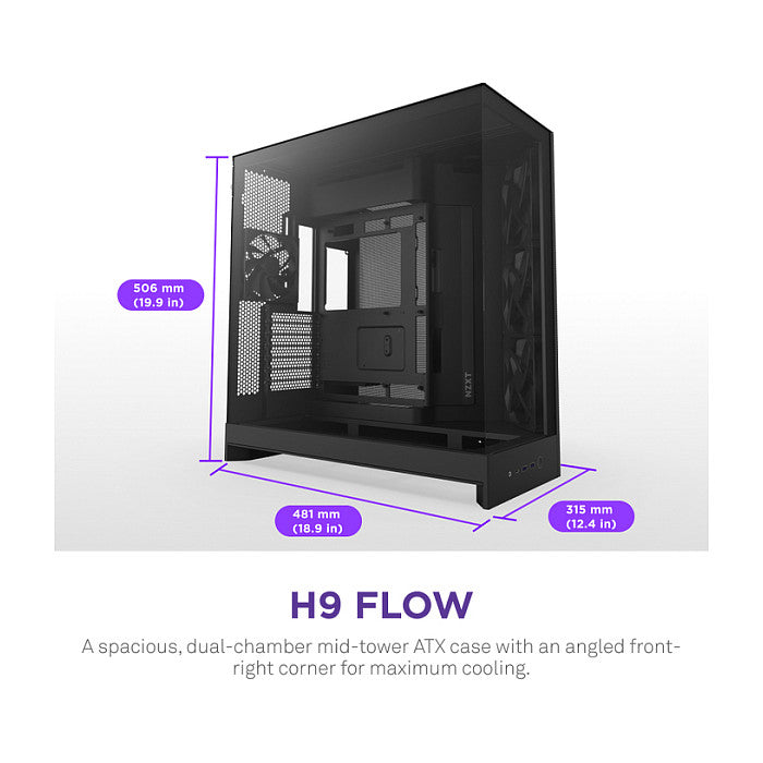 NZXT H9 FLOW All Black MidiTower Mesh CM-H92FB-01