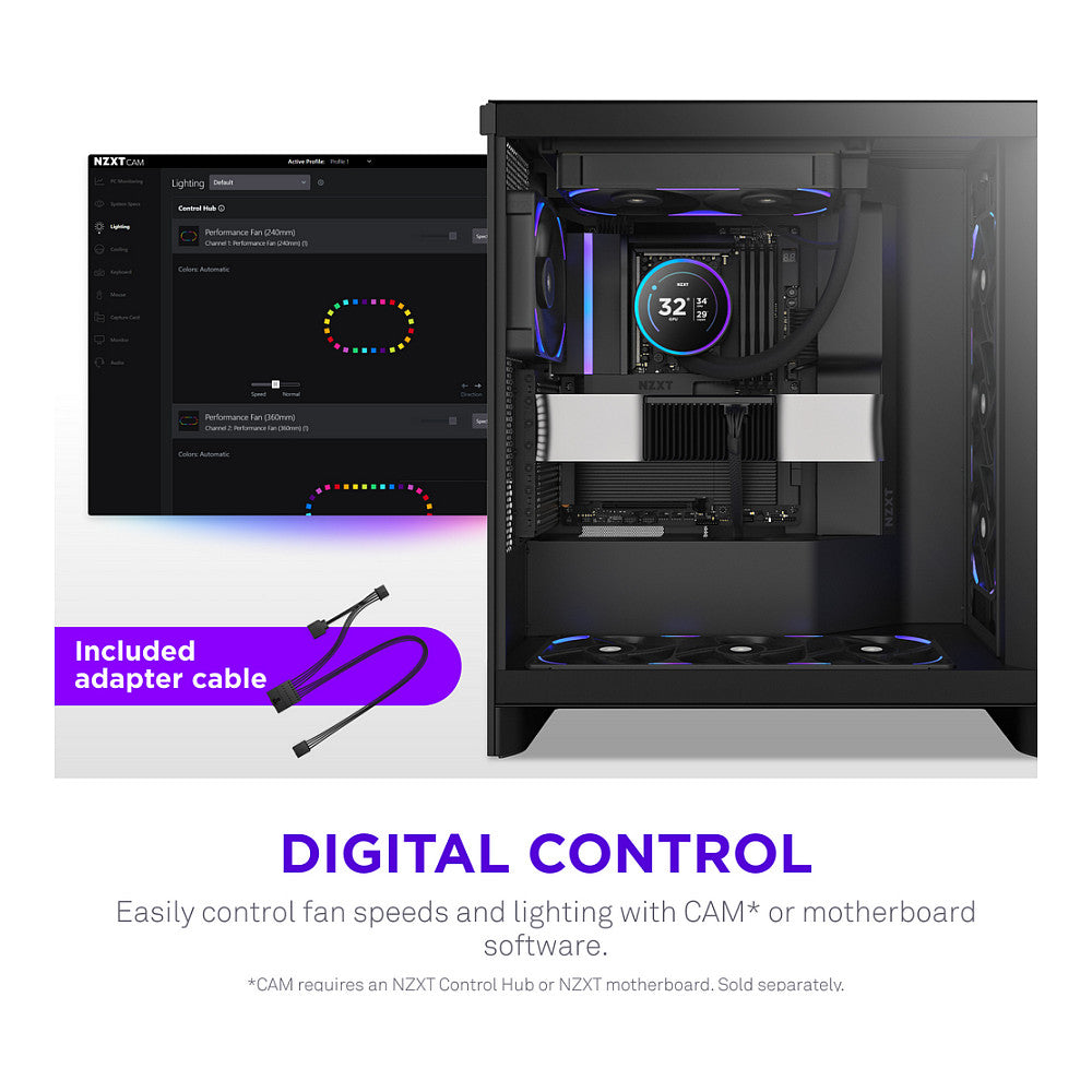 240mm NZXT F-Serie F240X RGB Lüfter Single Black RF-U24PN-B1