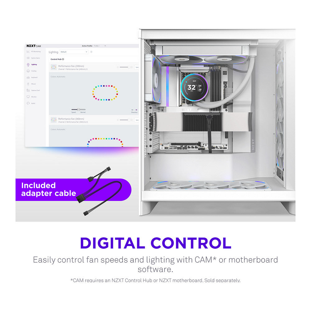 140mm NZXT F-Serie F140X RGB Lüfter Single White RF-U14PN-W1