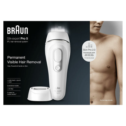 Silk-expert Pro IPL PL5145 (wei/silber, inkl. Tasche + Breiter Aufsatz + Gillette Body Rasierer)
