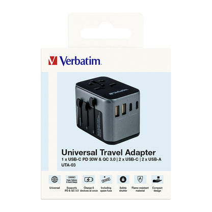 Verbatim Universal Reiseadapter UTA-03 2xUSB-A,3xUSB-C retail