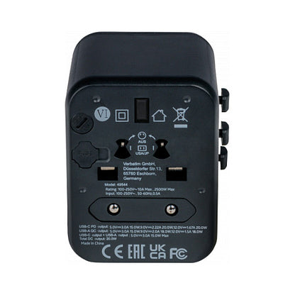 Verbatim Universal Reiseadapter UTA-02 mit 1xUSB-A, 1xUSB-C retail