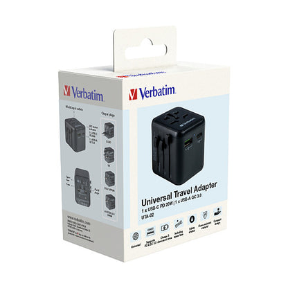 Verbatim Universal Reiseadapter UTA-02 mit 1xUSB-A, 1xUSB-C retail