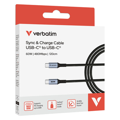 Verbatim Sync & Charge USB-C to USB-C 60W 120cm