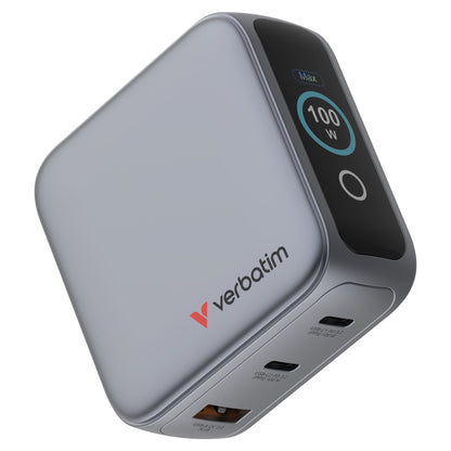 Verbatim Mini GaN Charger 3 Port 100W w Display (EU/UK/US)