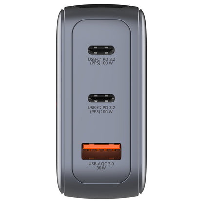 Verbatim Mini GaN Charger 3 Port 100W w Display (EU/UK/US)