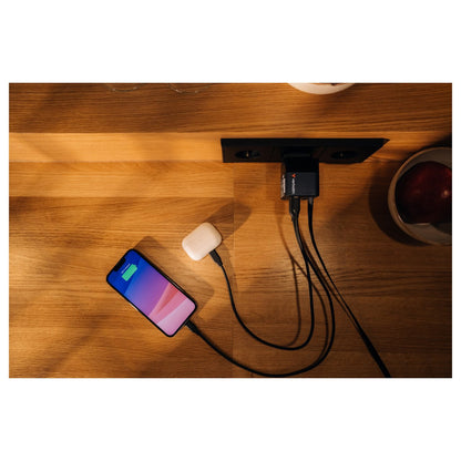 Verbatim GaN Charger 2 Port 65W retractable cable (EU/UK/US)