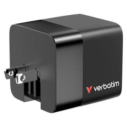 Verbatim GaN Charger 2 Port 65W retractable cable (EU/UK/US)
