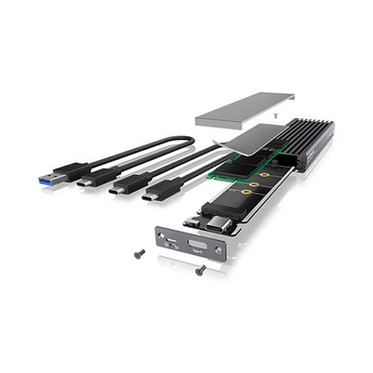 ICY BOX M.2 PCIe/SATA SSD Aluminiumgehäuse, USB 3.1 Type-C®, M-Key und B-Key oder B+M-Key Sockel