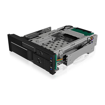 ICY BOX Wechselrahmen, 1x 2,5" + 1x 3,5" SATA/SAS zu 2xSATA Host, für 5,25" Einschub