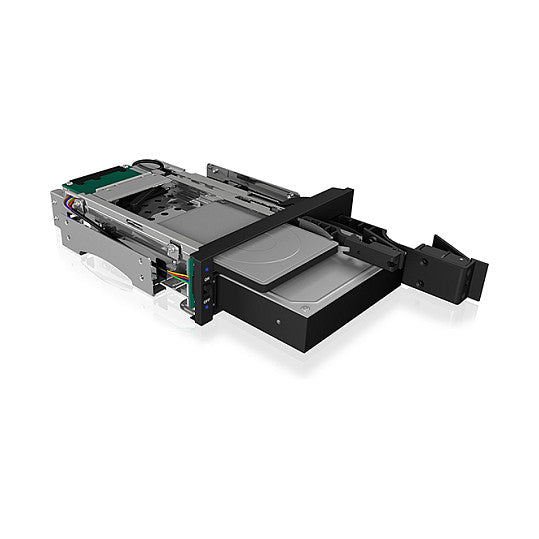 ICY BOX Wechselrahmen, 1x 2,5" + 1x 3,5" SATA/SAS zu 2xSATA Host, für 5,25" Einschub