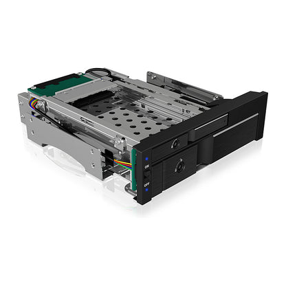 ICY BOX Wechselrahmen, 1x 2,5" + 1x 3,5" SATA/SAS zu 2xSATA Host, für 5,25" Einschub