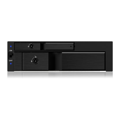 ICY BOX Wechselrahmen, 1x 2,5" + 1x 3,5" SATA/SAS zu 2xSATA Host, für 5,25" Einschub