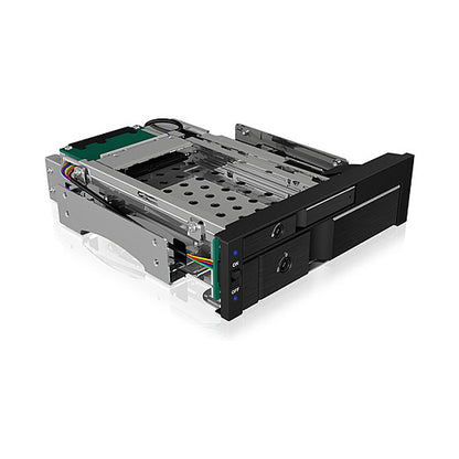 ICY BOX Wechselrahmen, 1x 2,5" + 1x 3,5" SATA/SAS zu 2xSATA Host, für 5,25" Einschub