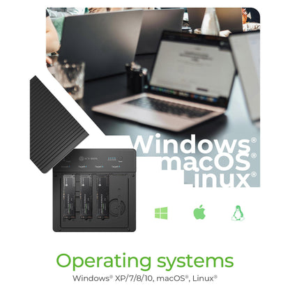 ICY BOX 4 fach Clone und DockingStation für M.2 NVME SSDs, USB 4.0 Host 40 Gbit/s