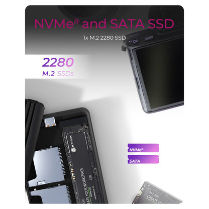 ICY BOX M.2 NVMe/SATA SSD Gehäuse mit Kartenleser 2x SD 4.0, Host USB 3.2 Gen 2 Type-C+A 10 Gbit/s
