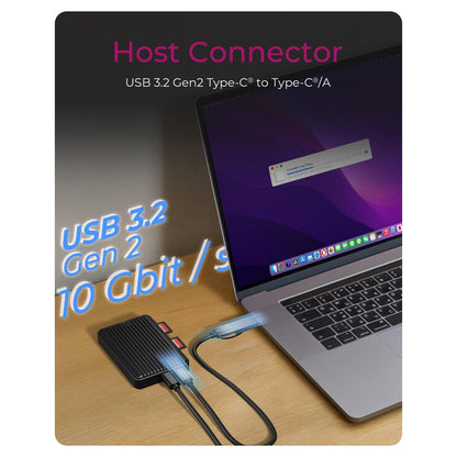 ICY BOX M.2 NVMe/SATA SSD Gehäuse mit Kartenleser 2x SD 4.0, Host USB 3.2 Gen 2 Type-C+A 10 Gbit/s