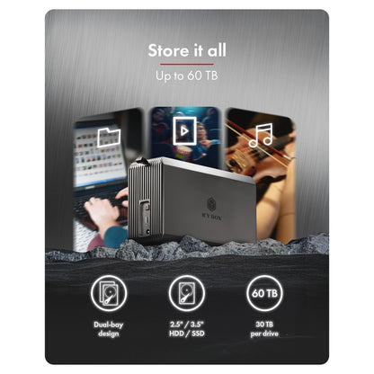 ICY BOX RAID-System, 2x 2,5"/3,5" SATA HDD, 1x USB 3.2 Gen 1 Host 5 Gbps, RAID 0,1, Large, Single