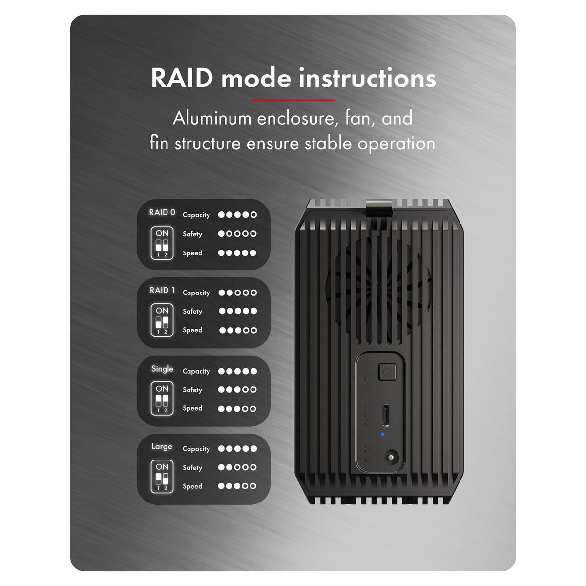 ICY BOX RAID-System, 2x 2,5"/3,5" SATA HDD, 1x USB 3.2 Gen 1 Host 5 Gbps, RAID 0,1, Large, Single