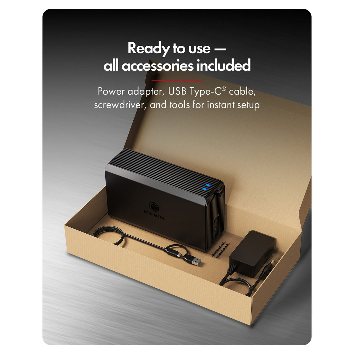 ICY BOX RAID-System, 2x 2,5"/3,5" SATA HDD, 1x USB 3.2 Gen 1 Host 5 Gbps, RAID 0,1, Large, Single
