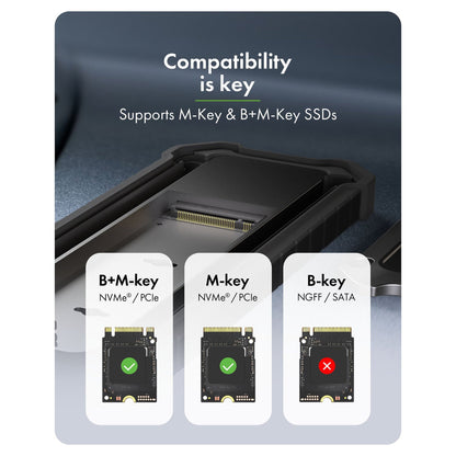 ICY BOX M.2 NVMe & SATA Gehäuse, staub- und stoßfest, USB 3.2 Gen 2, 10 Gbps