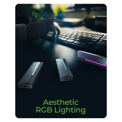 ICY BOX M.2 NVMe & SATA enclosure, RGB lighting, USB 3.2 Gen 2, 10 Gbps