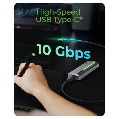 ICY BOX M.2 NVMe & SATA enclosure, RGB lighting, USB 3.2 Gen 2, 10 Gbps