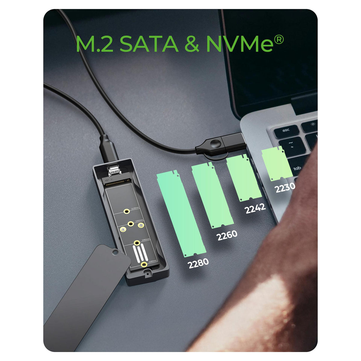 ICY BOX M.2 NVMe & SATA enclosure, RGB lighting, USB 3.2 Gen 2, 10 Gbps
