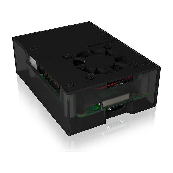 ICY BOX Gehäuse für Raspberry Pi 4, Aluminiumdeckel/-boden, Acrylrahmen