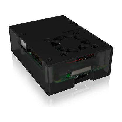 ICY BOX Gehäuse für Raspberry Pi 4, Aluminiumdeckel/-boden, Acrylrahmen