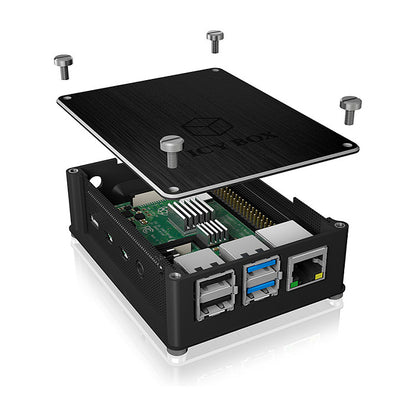ICY BOX Gehäuse für Raspberry Pi® 4, Aluminium Cover und Seitengitter