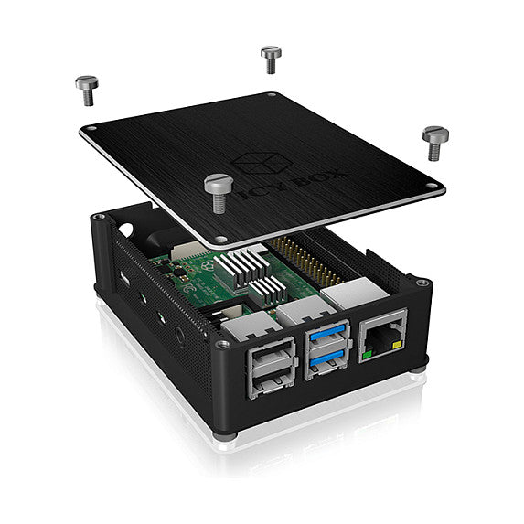 ICY BOX Gehäuse für Raspberry Pi® 4, Aluminium Cover und Seitengitter