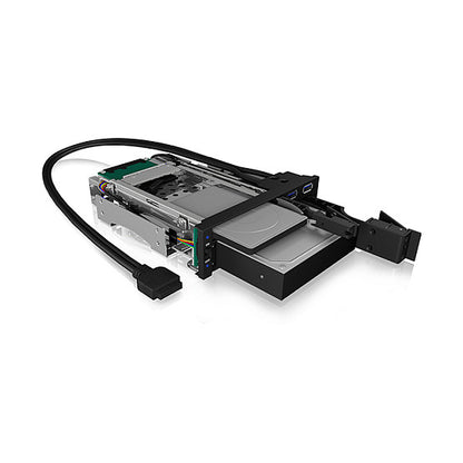 ICY BOX Wechselrahmen, 1x 2,5"+1x 3,5" SATA/SAS zu 2xSATA,für 5,25" Einschub,