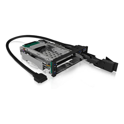 ICY BOX Wechselrahmen, 1x 2,5"+1x 3,5" SATA/SAS zu 2xSATA,für 5,25" Einschub,