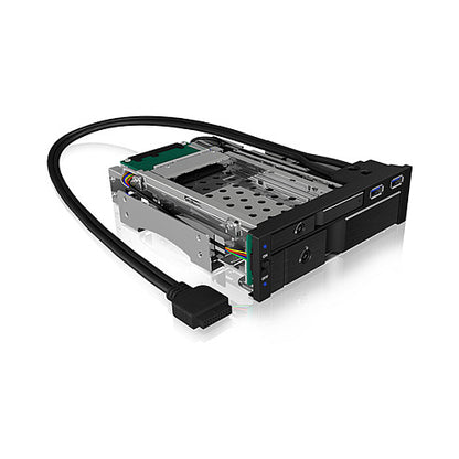 ICY BOX Wechselrahmen, 1x 2,5"+1x 3,5" SATA/SAS zu 2xSATA,für 5,25" Einschub,