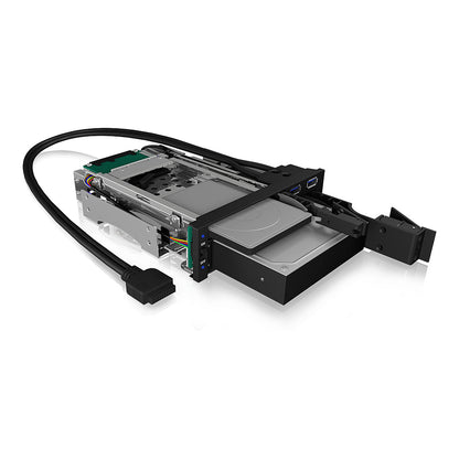 ICY BOX Wechselrahmen, 1x 2,5"+1x 3,5" SATA/SAS zu 2xSATA,für 5,25" Einschub,