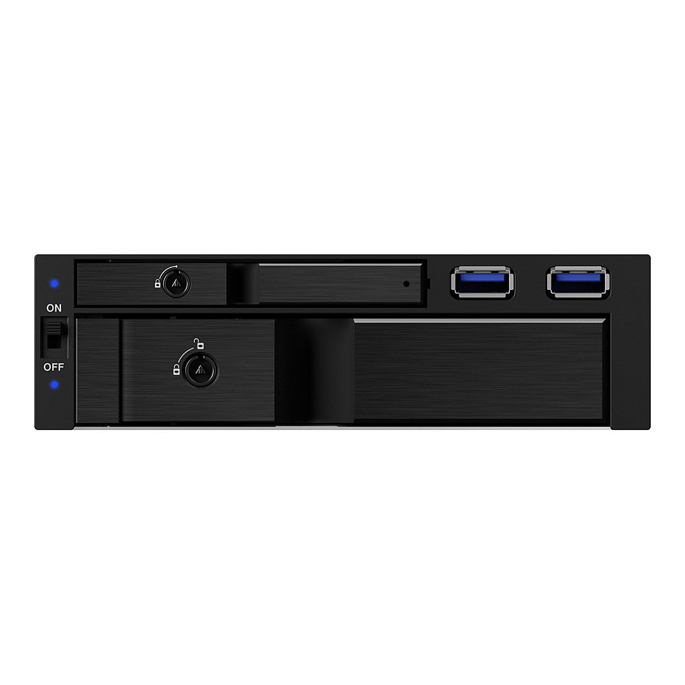 ICY BOX Wechselrahmen, 1x 2,5"+1x 3,5" SATA/SAS zu 2xSATA,für 5,25" Einschub,