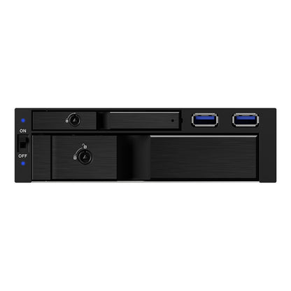 ICY BOX Wechselrahmen, 1x 2,5"+1x 3,5" SATA/SAS zu 2xSATA,für 5,25" Einschub,
