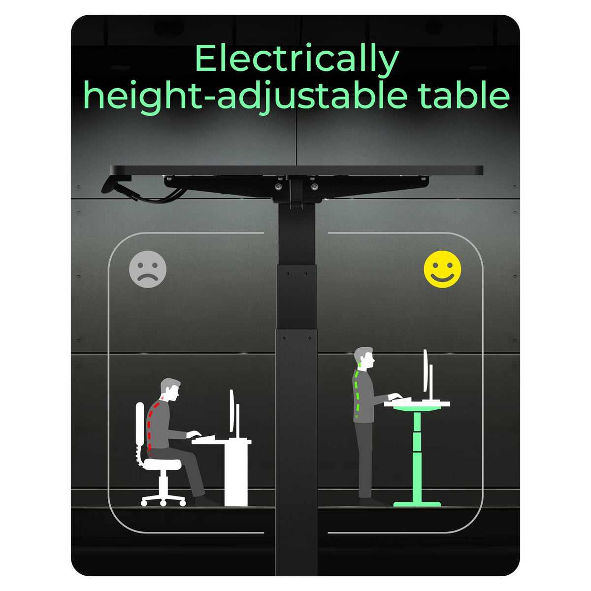 BOX Elektrisch höhenverstellbarer Tisch inklusive geteilter Tischplatte 140x70 cm