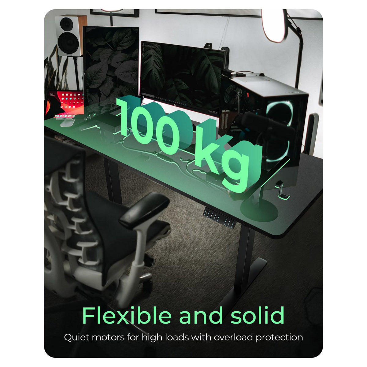 BOX Elektrisch höhenverstellbarer Tisch inklusive geteilter Tischplatte 140x70 cm