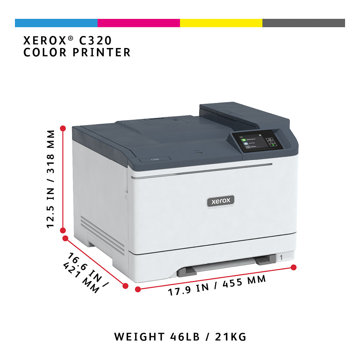 Xerox C320 Farblaserdrucker DNI, A4, Laser, Farbdruck, 4800 x 4800 DPI, 33 Seiten pro Minute, Duplex, WLAN