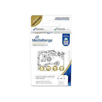 MEDIARANGE Kunststoff-Schriftbandkassette - für/ersetzt Brother TZ-221/TZe-221 - permanent haftend -