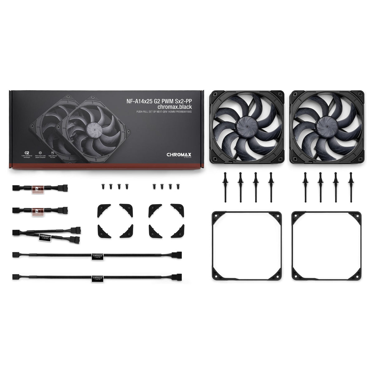 140mm Noctua NF-A14x25 G2 PWM Sx2-PP chromax.black