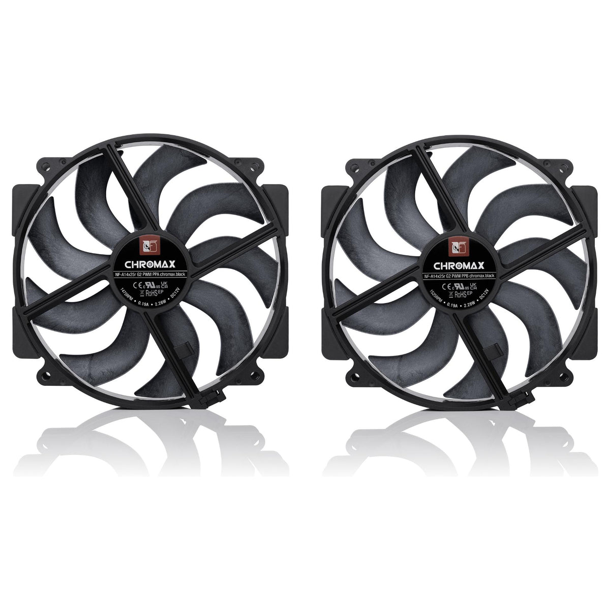 140mm Noctua NF-A14x25r G2 PWM Sx2-PP chromax.black (schwarz, 140 mm)
