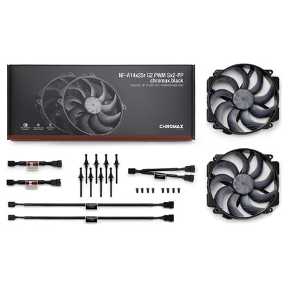 140mm Noctua NF-A14x25r G2 PWM Sx2-PP chromax.black (schwarz, 140 mm)