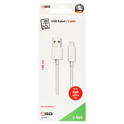 2GO USB Lade-/Datenkabel Lightning 1m weiß
