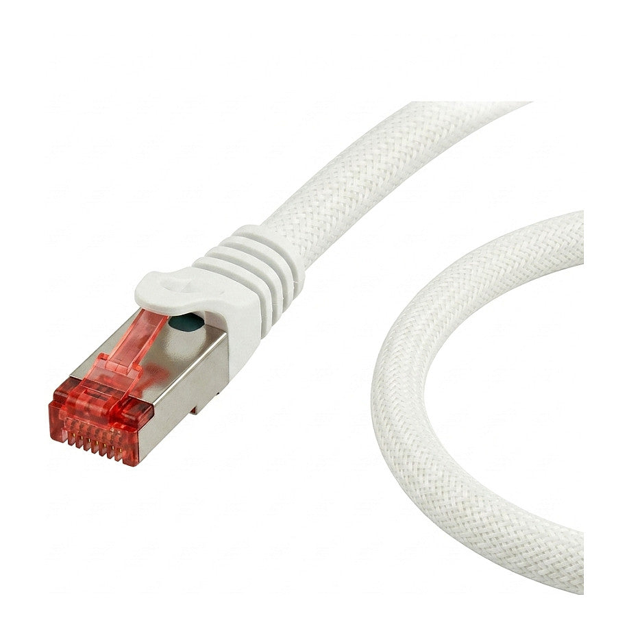 Python Cat.6 Patchkabel mit Nylongeflecht weiß 15m